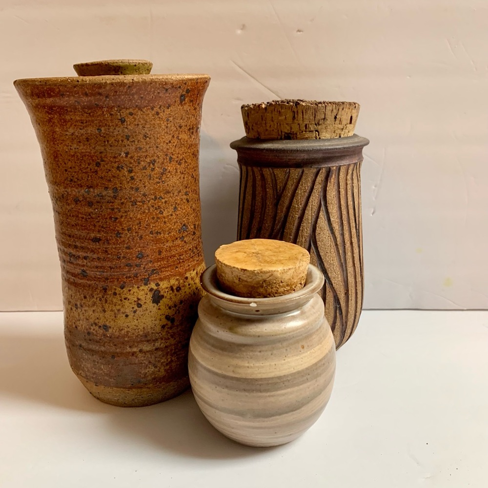 Vintage Ceramic Art Pottery Canisters LOT of 3